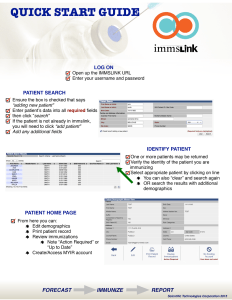 ImmsLink Quickstart Guide