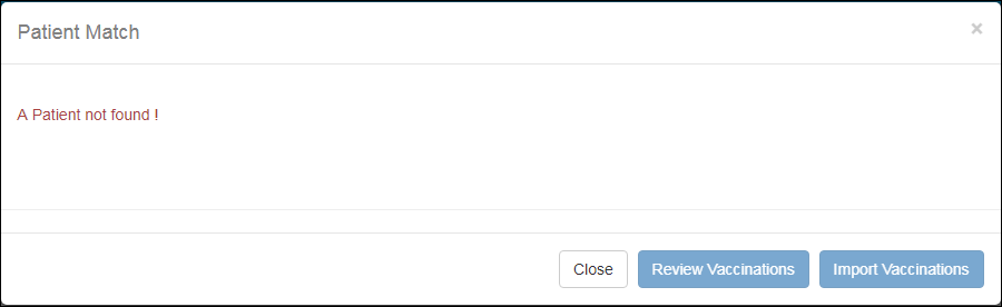 Example Vaccination Import pop-up window