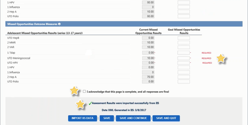 Page with successful import confirmation message