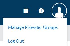 Manage Provider Groups link on user icon's drop-down menu
