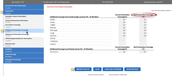 Import IIS Data button on the page