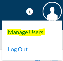 Manage Users link on user icon's drop-down menu