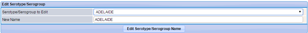 Edit Serotype/Serogrouop section on the Serotype Code Management page