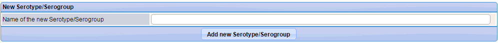 New Serotype/Serogroup section of the Serotype Code Management page