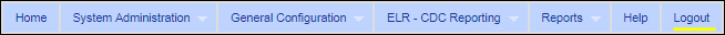 Logout link on the application menu bar