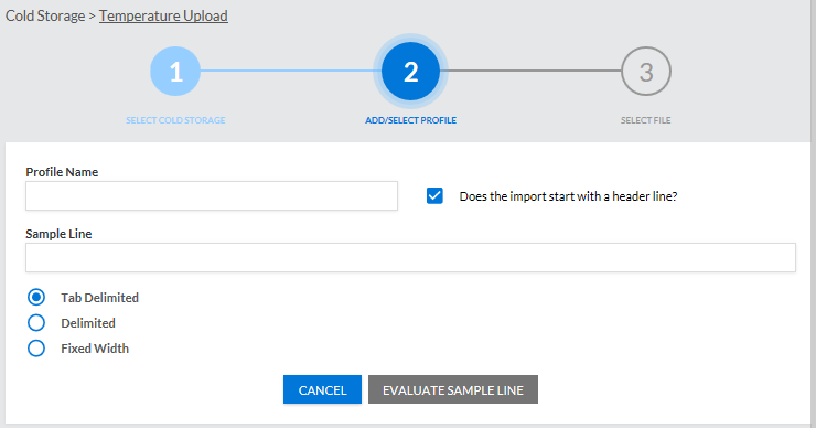 Temperature Upload page