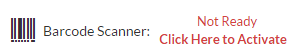 Example Barcode Scanner availability message