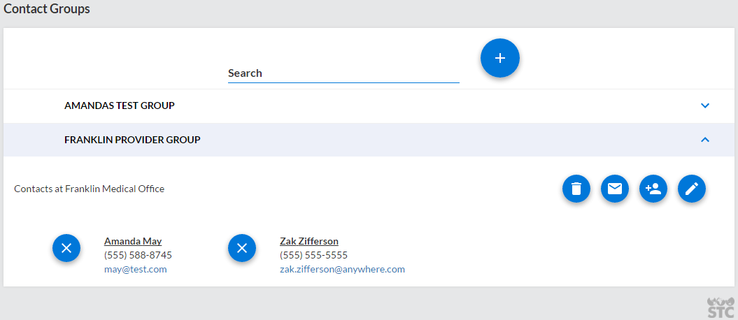 Example Contact Groups page