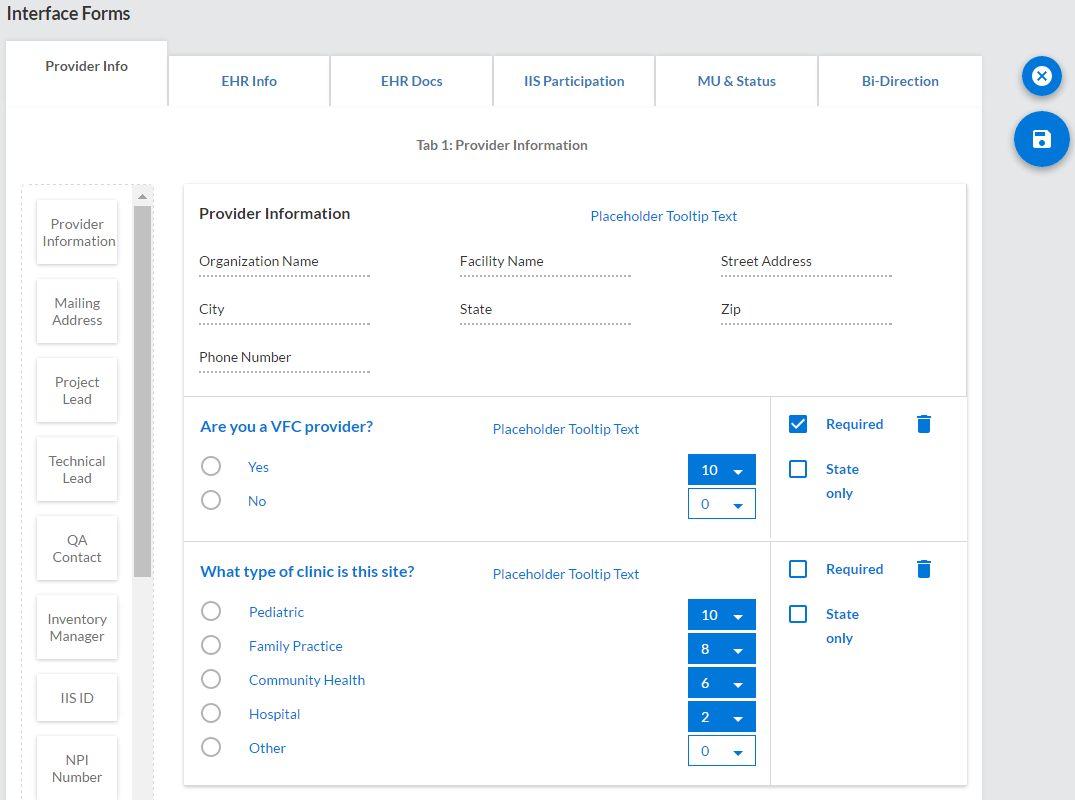 Example Provider Info tab section